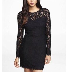 Express Black Long Sleeve Lace Dress